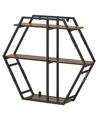 Slickblue Modern 3-Tier Bookshelf with S-Shaped Hooks and Geometric Design