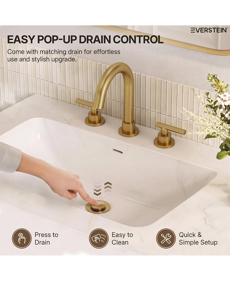 Everstein Single Hole Bathroom Faucet, Handle Sink Faucet with Drain Assembly