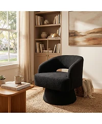 homfan Modern Swivel Barrel Chairs, Soft Round Lounge Hollowed Back, 360degree(s) Rotating Base for Living Room, Bedroom, Vanity, Reading Nook