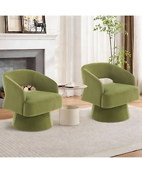 homfan Modern Swivel Barrel Chairs, Soft Round Lounge Chairs, Hollowed Back, 360degree(s) Rotating Base for Living Room, Bedroom, Vanity, Reading Nook