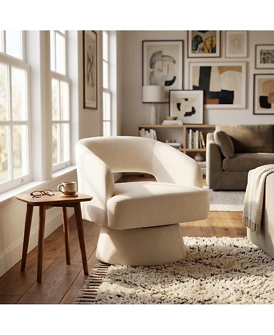 homfan Modern Swivel Barrel Chairs, Soft Round Lounge Hollowed Back, 360degree(s) Rotating Base for Living Room, Bedroom, Vanity, Reading Nook