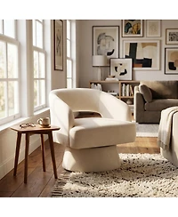 homfan Modern Swivel Barrel Chairs, Soft Round Lounge Hollowed Back, 360degree(s) Rotating Base for Living Room, Bedroom, Vanity, Reading Nook