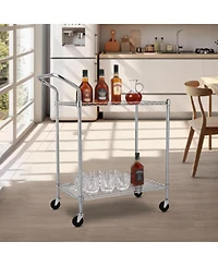 homfan Bar Cart, Heavy Duty Metal Utility Cart with Adjustable Shelves and Locking Wheels for Kitchen or Pantry