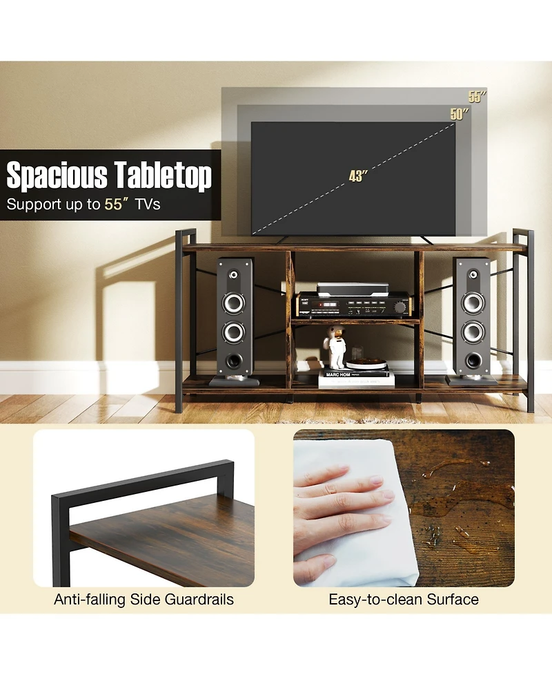 Slickblue 55 Inch Tv Stand Industrial Media Console Entertainment Center Cabinet
