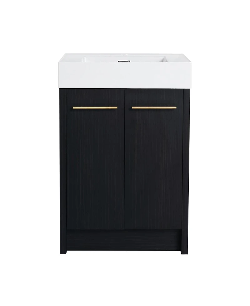 Sillysis Modern Chestnut Bathroom Vanity with Resin Sink, Soft Close Doors