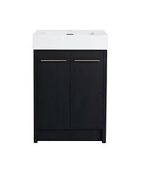 Sillysis Modern Chestnut Bathroom Vanity with Resin Sink, Soft Close Doors