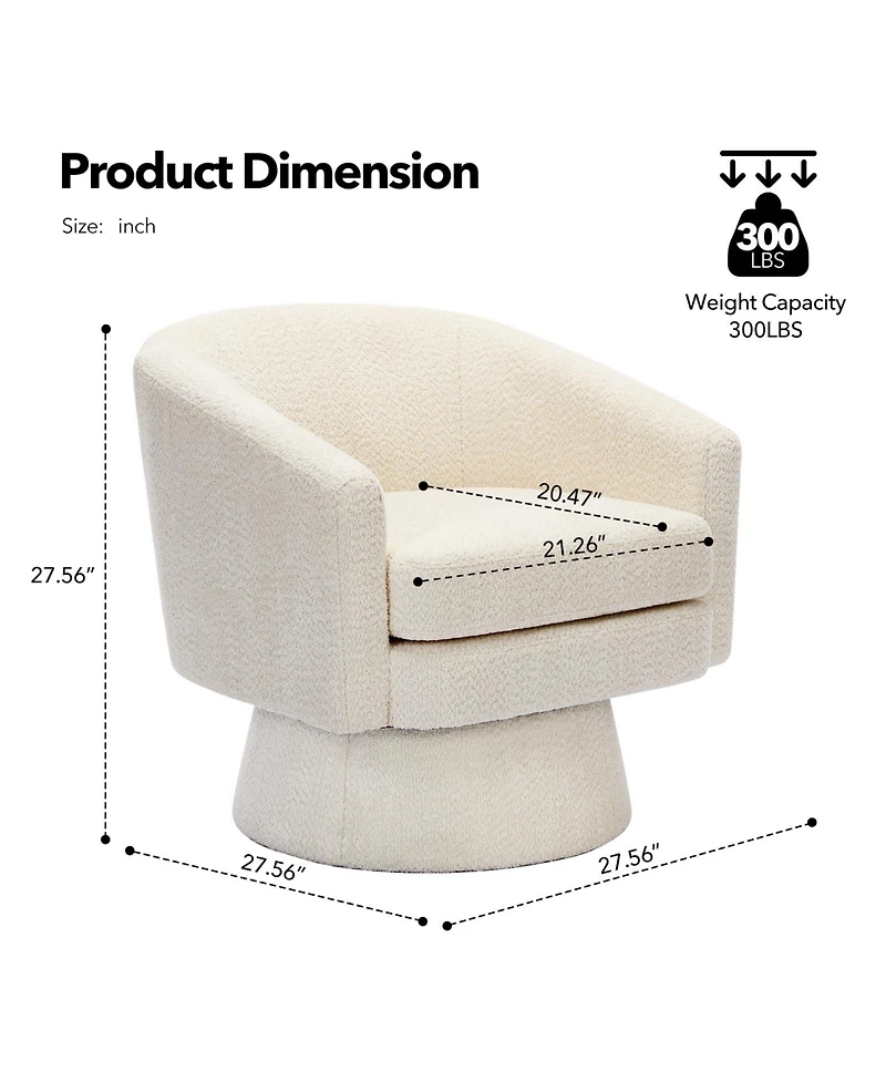 homfan 360degree(s) Swivel Lounge Chair with Arms - Soft Chenille Upholstery Cushion Modern Accent for Living Room or Bedroom