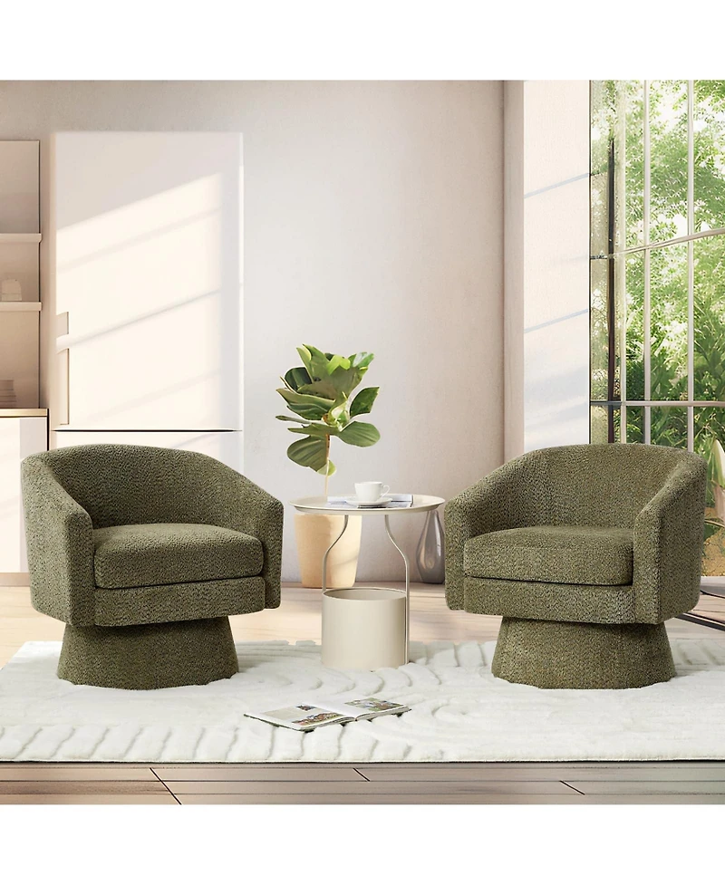 homfan 360degree(s) Swivel Lounge Chair with Arms - Soft Chenille Upholstery Cushion Modern Accent for Living Room or Bedroom