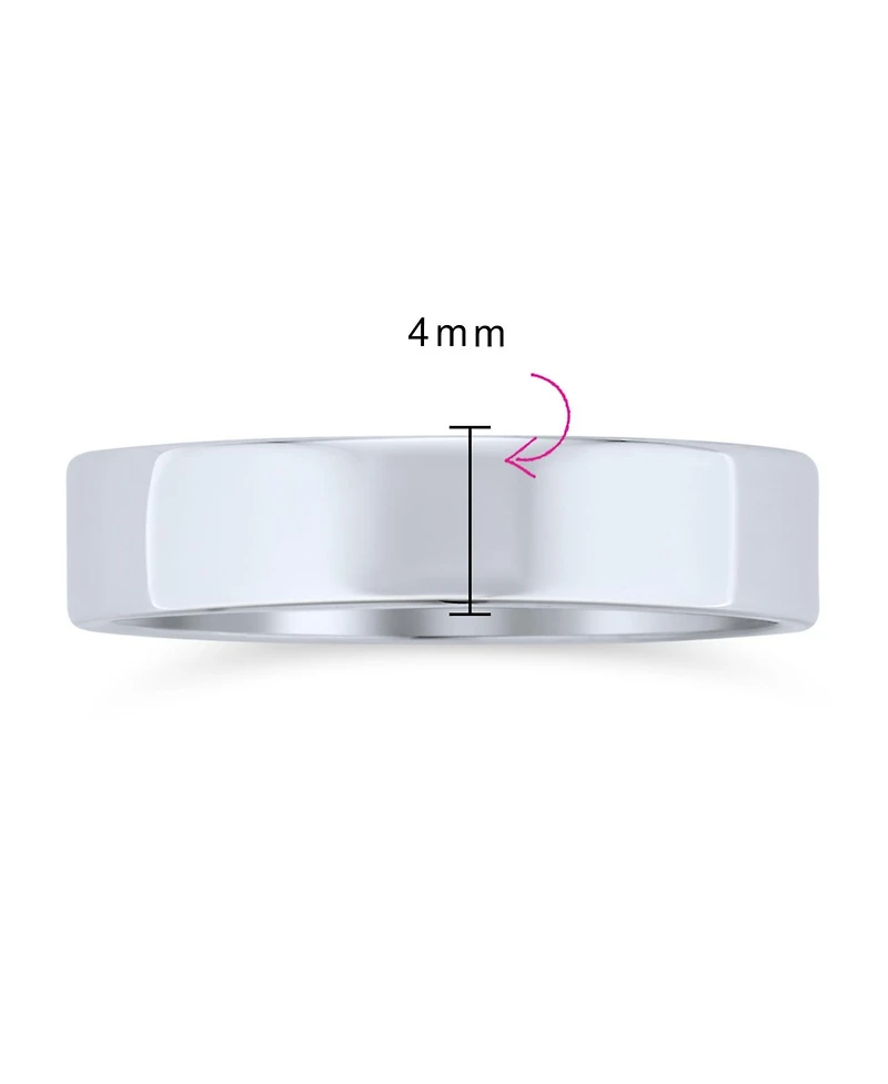 Bling Jewelry Traditional Simple Flat Band Ring .925 Sterling Silver 4MM Wide Comfort Fit
