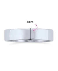 Bling Jewelry Traditional Simple Flat Band Ring .925 Sterling Silver 4MM Wide Comfort Fit