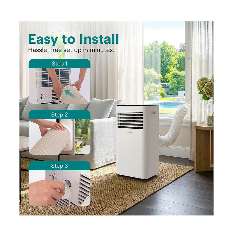 SereneLife 8,000 Btu Portable Air Conditioner - 3-in-1 Ac, Fan and Dehumidifier with Remote and Window Kit