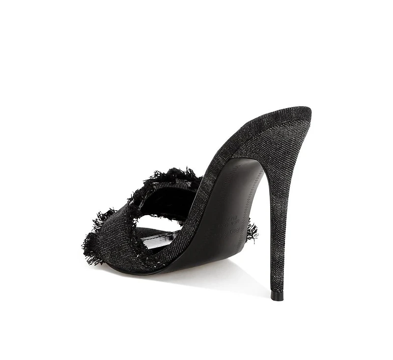Rag & Co Women's Claudia Distressed Denim Stiletto Sandals