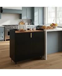 homfan Modern Fluted Wine Bar Cabinet with Glass Holder and 9-Bottle Rack, Drawer for Kitchen Dining Room Living