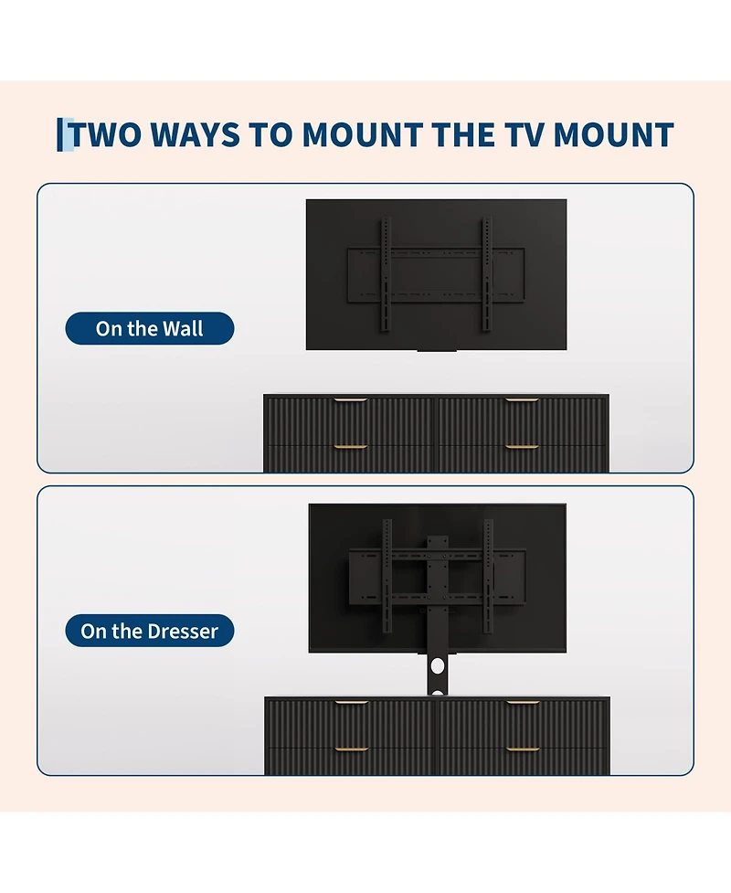 homfan Tv Stand with Mount, Media Console 6 Drawers, Large Storage Capacity Entertainment Center 2 Mounting Options for Living Room
