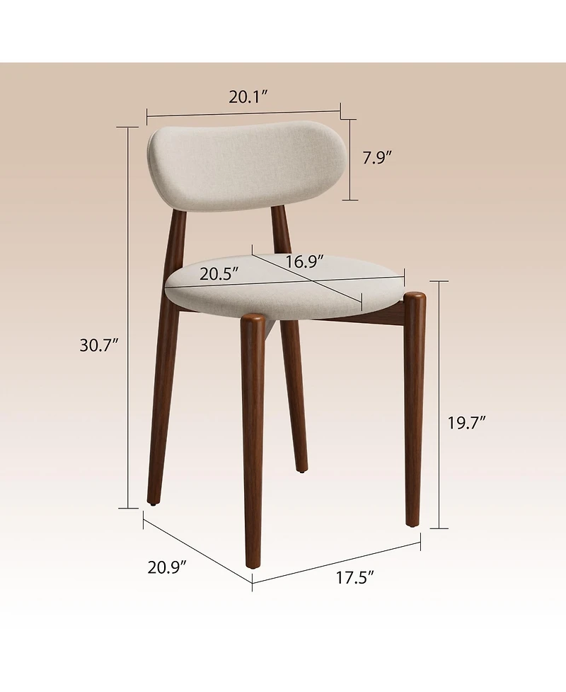 homfan Set of 2 Dining Chairs, Fabric Upholstered Farmhouse Chairs with Wood Legs for Room or Kitchen
