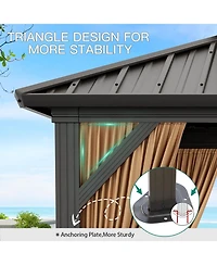 homfan Double Top Metal Storage Shed 76 Columns Heavy Duty Outdoor Garden Tool Shed, Aluminum and Iron Frame