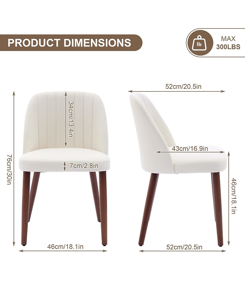 homfan Set of 2 Modern Upholstered Wooden Dining Chairs - Fabric Padded Seat, Comfortable Contemporary Side Chairs