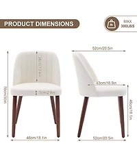 homfan Set of 2 Modern Upholstered Wooden Dining Chairs - Fabric Padded Seat, Comfortable Contemporary Side Chairs