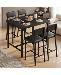homfan Piece Bar Height Dining Table Set with 4 Stools and Metal Frame for Kitchen Room