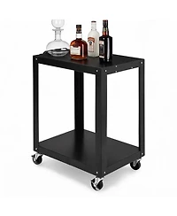 homfan 2 Tier Bar Cart, 19 Inch Heavy Duty Rolling Utility Cart with Adjustable Shelves and Locking Wheels for Kitchen or Pantry