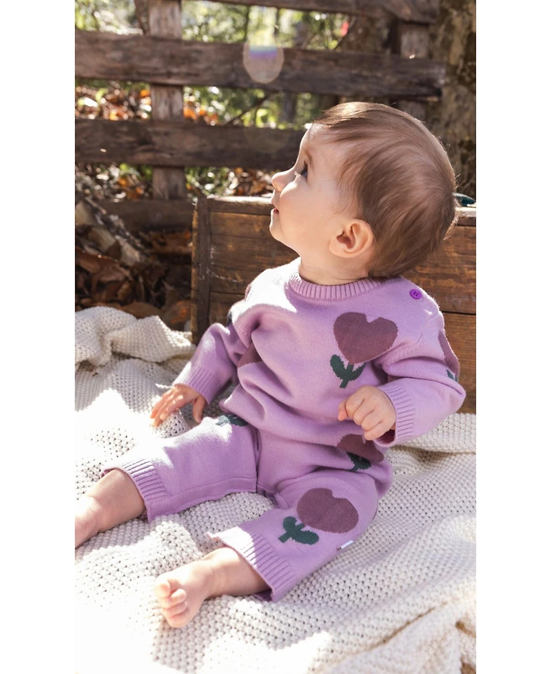 Deux par Baby Girl 3M To 24M Knitted Intarsia Romper Lilac