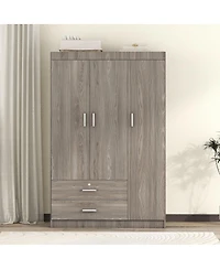 Streamdale Furniture 3-Door Wardrobe with 2 Drawers Wood Grain Effect