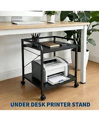 homfan 2 Tier Bar Cart, 20 Inch Rolling Utility Cart with Adjustable Shelf and Locking Wheels for Kitchen or Pantry
