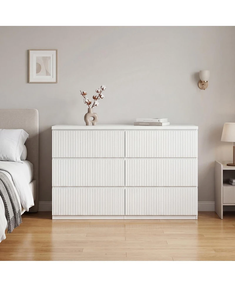 Streamdale Furniture Modern 6-Drawer Dresser with Wave Panel Fronts