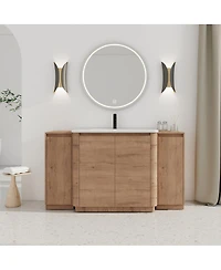 Sillysis Modern Bathroom Vanity with Ceramic Sink, Freestanding Storage Cabinet, Soft Close Doors