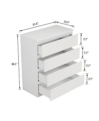 Streamdale Furniture Modern 4-Drawer Storage Dresser 31.5'' Handle-Free Closet Chest