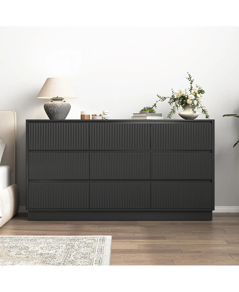 Streamdale Furniture 9-Drawer Modern Wood Dresser and Storage Cabinet