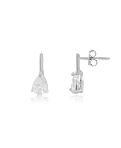 The Lovery Cz Pear Bar Drop Earrings Sterling Silver