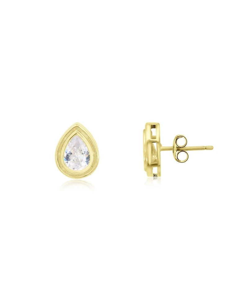 The Lovery Cz Pear Double Bezel Stud Earrings