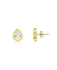 The Lovery Cz Pear Double Bezel Stud Earrings