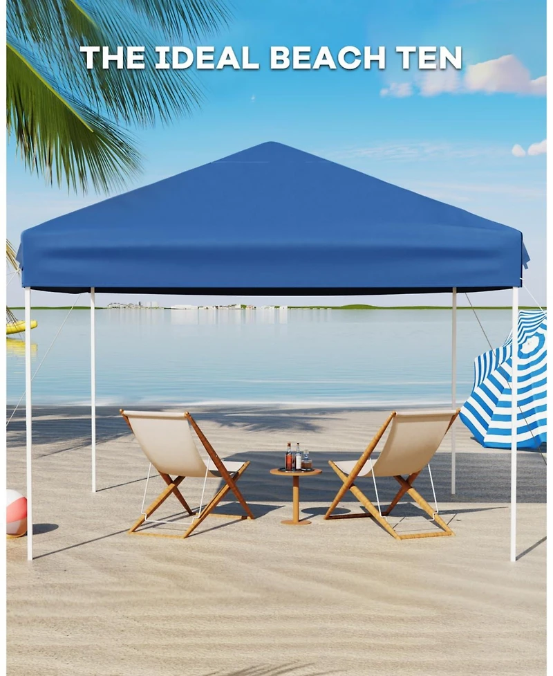 homfan Heavy Duty Pop Up Canopy Tent One-Button Easy Setup, Adjustable Height, Uv Protection, Sidewall, Roller Bag, 4 Weight Bags