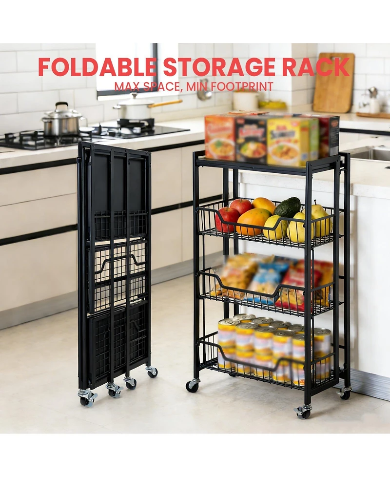 homfan 3 Tier Bar Cart, 20 Inch Rolling Utility Cart with Locking Casters for Kitchen or Pantry