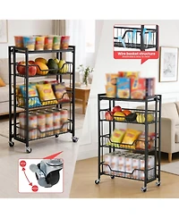 homfan 3 Tier Bar Cart, 20 Inch Rolling Utility Cart with Locking Casters for Kitchen or Pantry