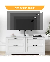 homfan Modern Tv Stand Dresser with Mount and 4 Drawers, Adjustable Media Console for 32-80 Inch TVs, Storage Cabinet for Bedroom or Living Room