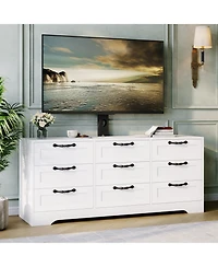 homfan 9 Drawer Dresser Tv Stand with Mount for 32-85 in TVs, Modern Entertainment Center with Drawers, Media Console Table for Bedroom
