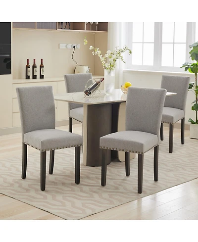 homfan Set of Modern Upholstered Dining Chairs Set - Parsons Style, Nailhead Trim, Sturdy Wood Legs
