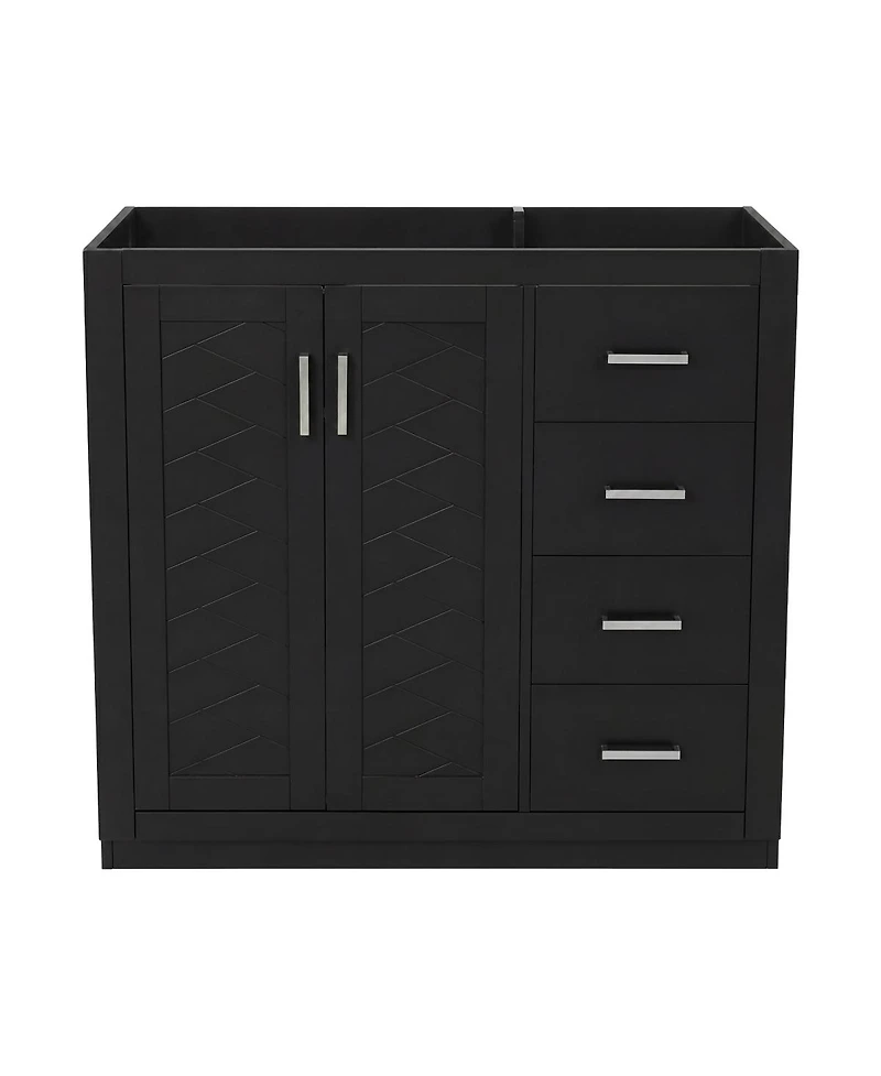 Sillysis Modern Freestanding Bathroom Vanity without Top, Solid Wood Frame, 3 Drawers Storage