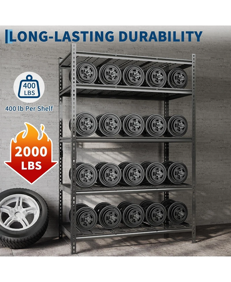 homfan Storage Shelves, 72 Inch Heavy Duty Metal Shelving Unit with Adjustable Shelves for Pantry or Basement