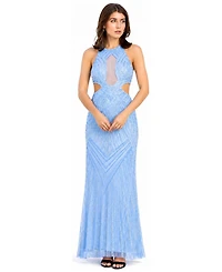 Lara Women's Halter Neck Beaded Dress with Cutouts