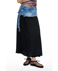 Desigual Women's Long pleated denim skirt