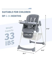 homfan Dining Chairs for Babies and Toddlers, Baby High Chair with Adjustable Height and 3-Position Removable Tray, Easy Clean Pu Cushion