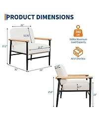 homfan Set of 2 Modern Sherpa Accent Armchairs, Upholstered Chairs, Thick Seat Cushions, Iron Frame, Lounge Chairs for Living Room or Bedroom