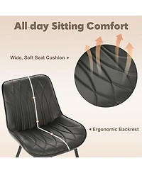 homfan Set of 6 Dining Chairs, Faux Leather Upholstered Mid Century Chairs with Metal Legs for Dining Room or Kitchen