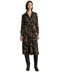 Lauren Ralph Women's Belting Print Pleated Shirt Dress