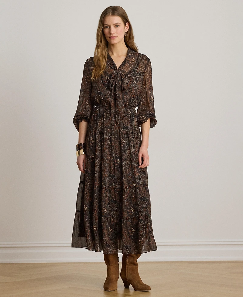 Lauren Ralph Women's Long-Sleeve Flare Dress