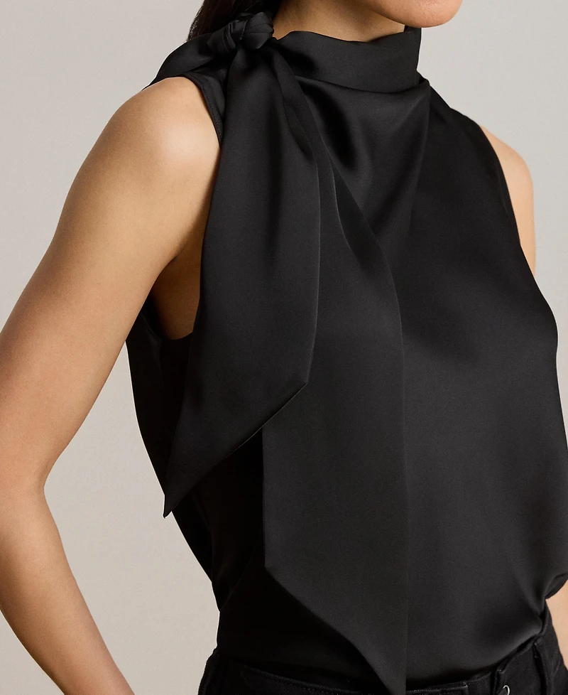 Lauren Ralph Women's Tie-Neck Sleeveless Blouse